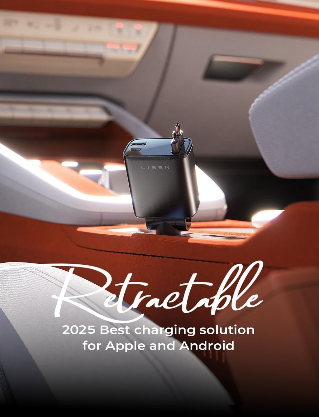 lisen retractable car charger 4 in 1 for shown in use