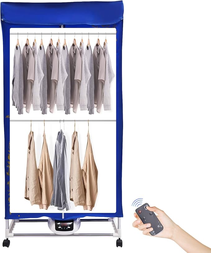 Electric Portable Clothes Dryer, 1200-1500W Travel Dryer Machine Folding Remote