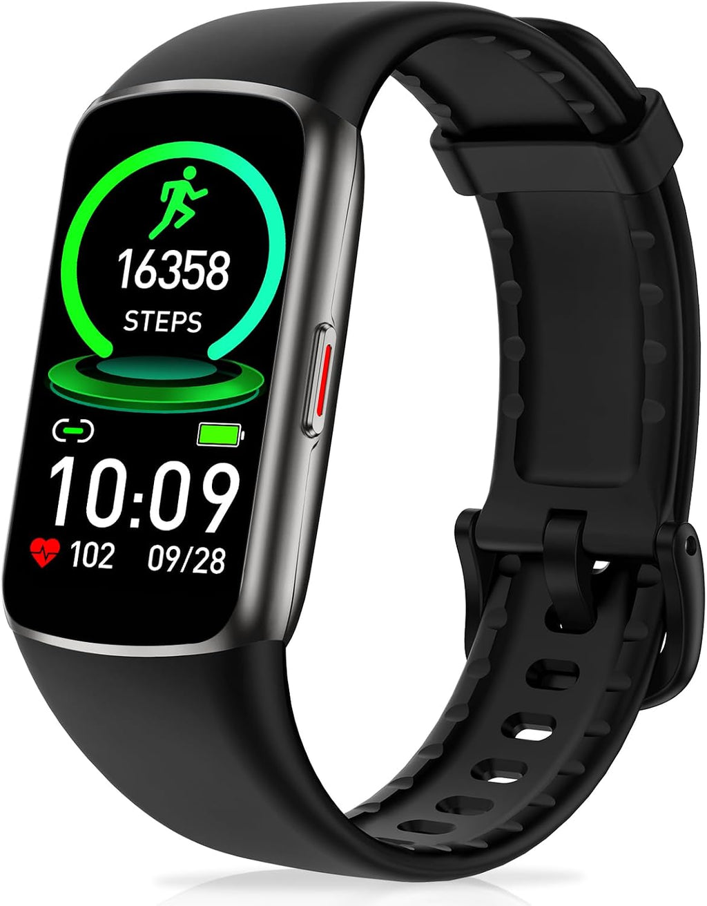 zeacool fitness tracker with 24/7 heart rate, blood shown in use