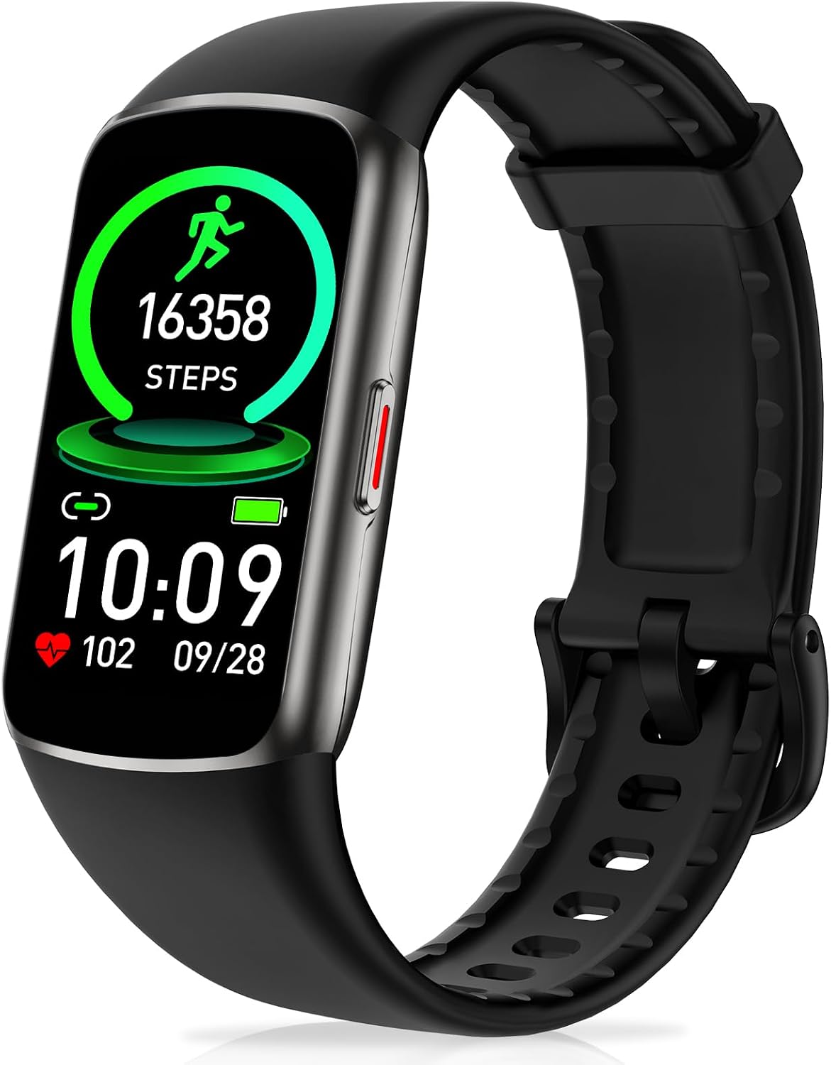 zeacool fitness tracker with 24/7 heart rate, blood shown in use