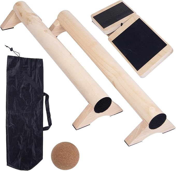 40-Inch Wooden Balance Beam Set, Two 20-Inch Connectable Sections, Natural