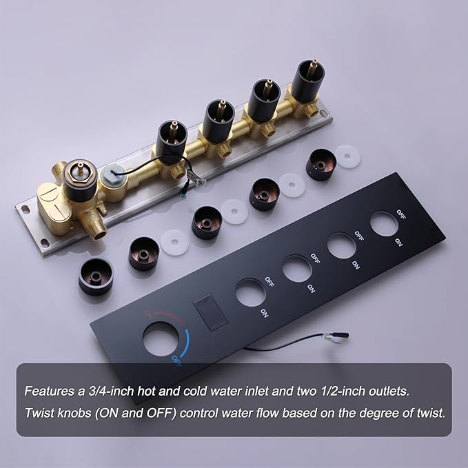 KATAIS Matte Black Shower System Digital Tempreature Display Thermostatic