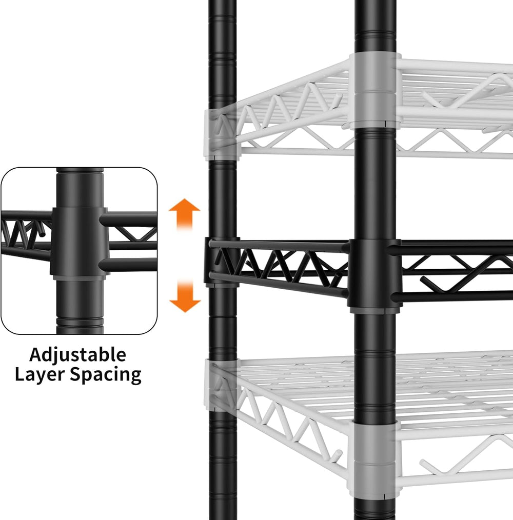 SINGAYE 4 Shelves Storage Shelf Wire Shelving Unit Metal Adjustable Wheels