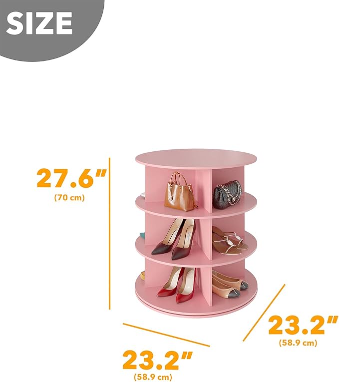 SpaceAid 3 Tier Rotating Shoe Rack Tower, Spinning Shoe Display Lazy Susan