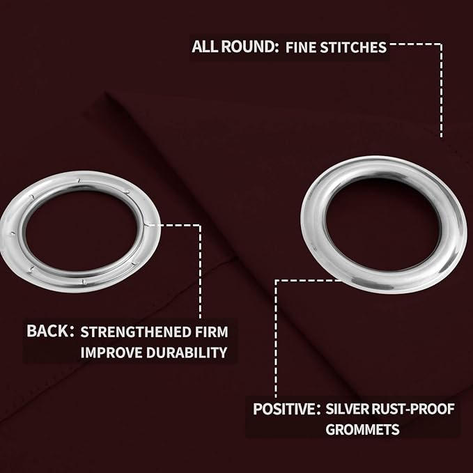 Easy-Going Blackout Curtains for Bedroom, Solid Thermal Insulated Grommet and