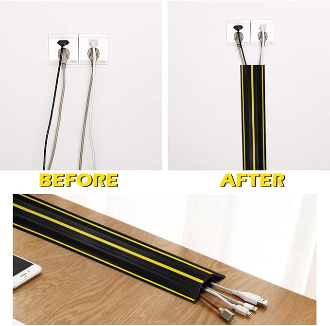20Ft Cord Covers for Wires on Floor, 3-Channel Floor Cord Cover