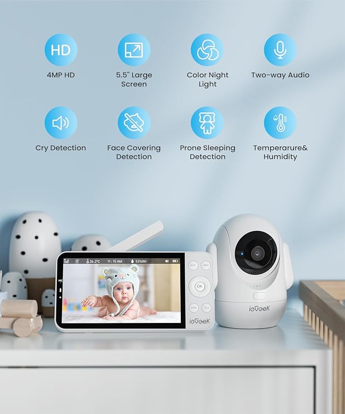 ieGeek 5.5" Baby Monitor, Audio Monitor