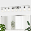 DIKAIDA 52inch Brushed Nickel Vanity Light Fixtures, 8 Light Brushed Nickel