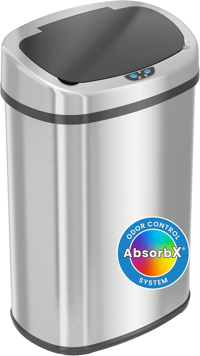 iTouchless 13 Gallon Oval Sensor Trash Can