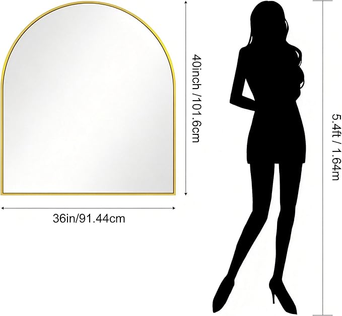 CIRCUMI Arched Wall Mirror, Metal Frame, Large Size