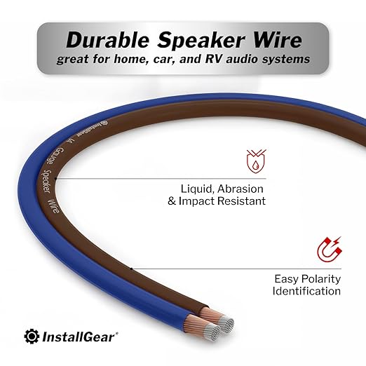 InstallGear 100ft 14 Gauge Speaker Wire