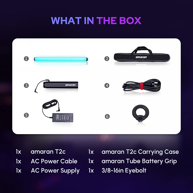 Aputure Amaran T2C RGBWW LED Tube Light 2500K to 7500K, Support APP and DMX
