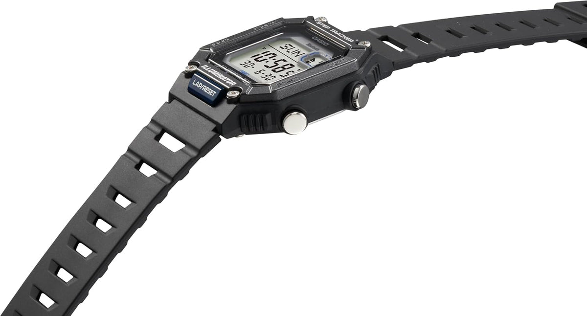 WS-B1000 Series | Men's Digital Watch | (Black) | 100M WR | Step Tracker | LED Illuminator | 100 SEC Chronograph | Daily Alarm | 2-Year Battery