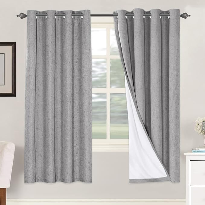 H.VERSAILTEX Linen Blackout Curtains 72 Inches Long 100% Blackout Thermal