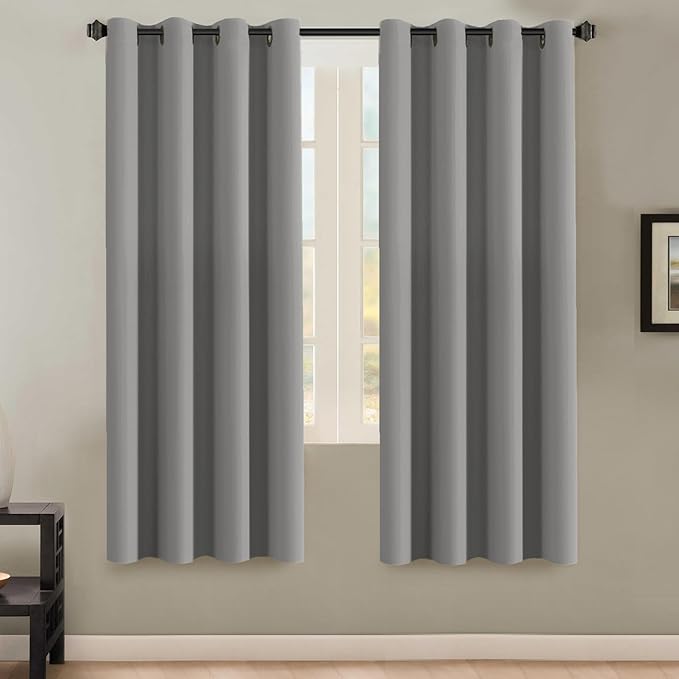 H.VERSAILTEX Insulated Thermal Blackout 72-Inch Long Grey Curtain Panels Pair (Set of 2)