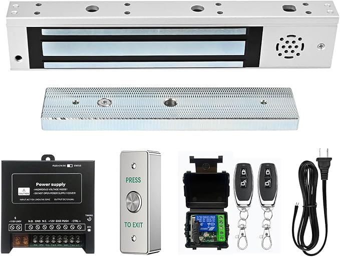 Door Access Control System Outswinging 600lbs Magnetic Lock Kit Build-in Alarm