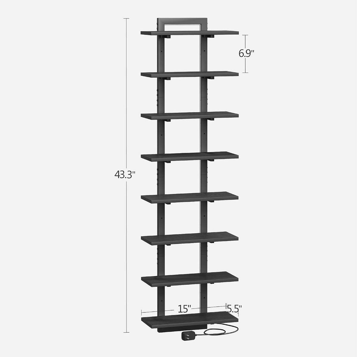 8 Tier Wall Mounted Shelf with RGB Lights, LED Floating Shelf,