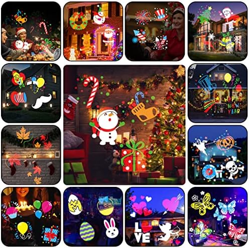 Christmas Halloween Lights Projector Outdoor,Syslux Holiday Projector Lights,16 HD Slides LED Waterproof Light Indoor Lights with Remote Control for Party Garden Halloween Xmas Landscape Decor