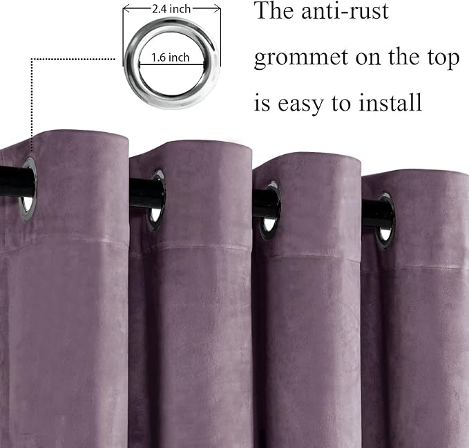 JIUZHEN Lavender Velvet Curtains 72 inches