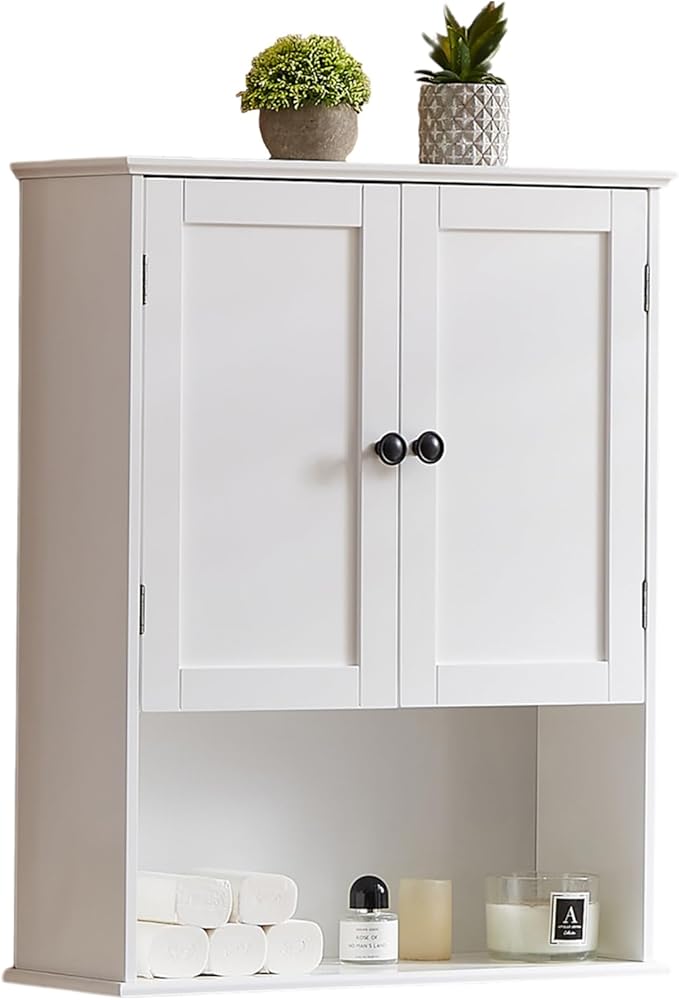 Bathroom Wall Cabinet, Over Toilet Storage Hanging Cabinet Adjustable Shelves
