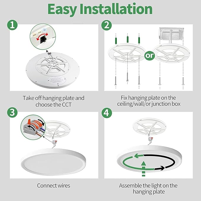 6PK 15.8 Inch LED Flush Mount Ceiling Light, 3000K/4000K/6000K CCT Selectable