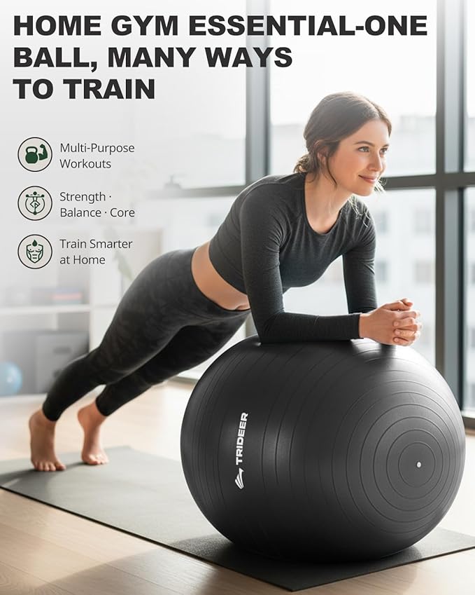 Trideer Exercise Ball for Yoga, Pilates & Fitness – Stability Ball Equipment