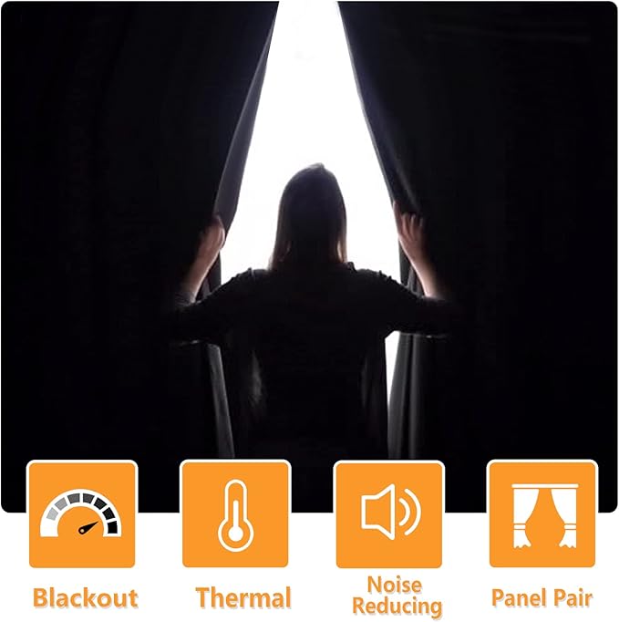 Hiasan Blackout Curtains for Bedroom, 60 x 63 Inches Length