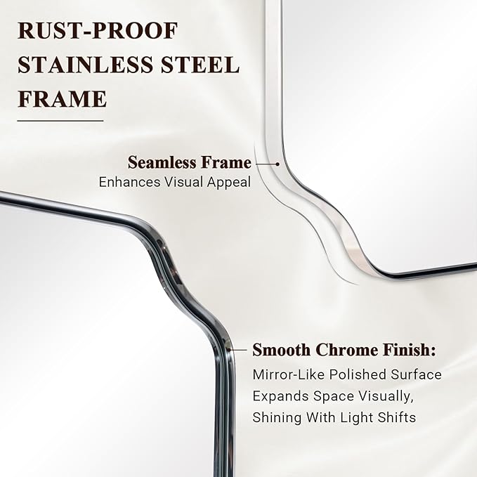 ANDY STAR Chrome Bathroom Mirror, 22x30 Inch Polished Chrome Rectangle Mirror