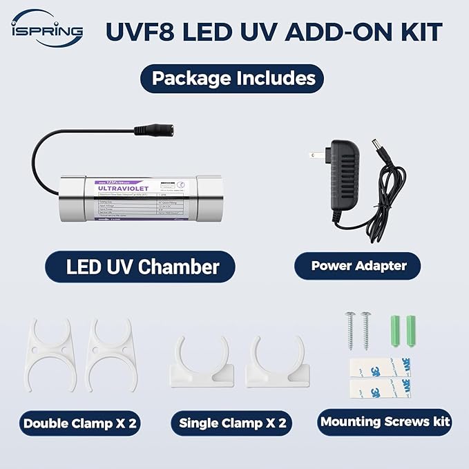 iSpring UVF8 LED UV Water Filter, Add-on Kit