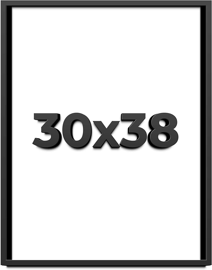 30x38 Shadow Box Frame Black | 1 Inch Deep Solid Wood Shadowbox Display Frame |