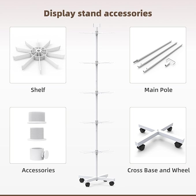 YEOOE Retail Display Racks 5 Tier Spinning Display Stand, Movable Shop Spinner