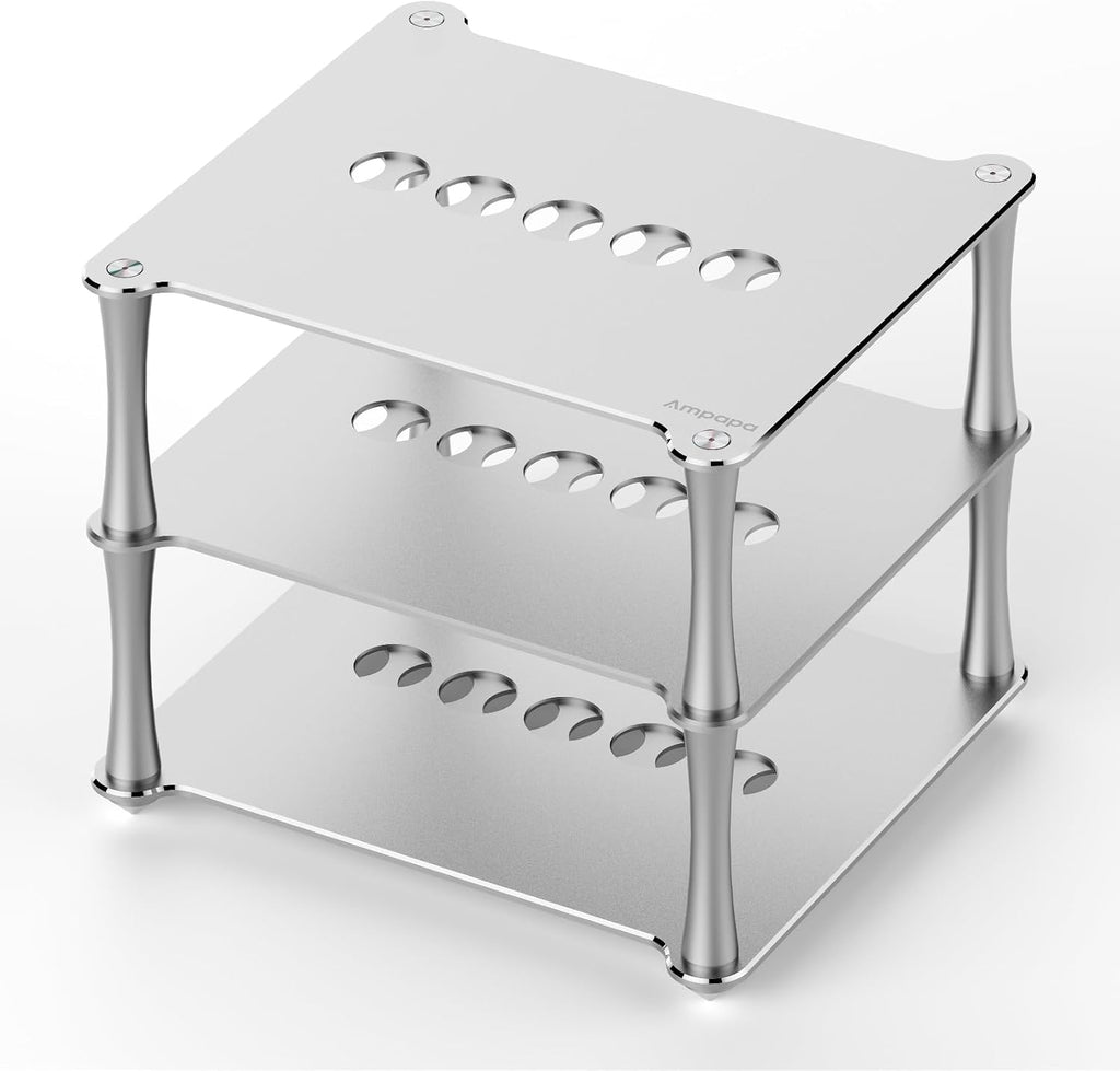 BK1 Desktop HiFi Stand: Aluminum Audio Rack A1 D1 Q1 Amplifier DAC Preamp with Passive Cooling Modular Stack Design for Home Desk Setup