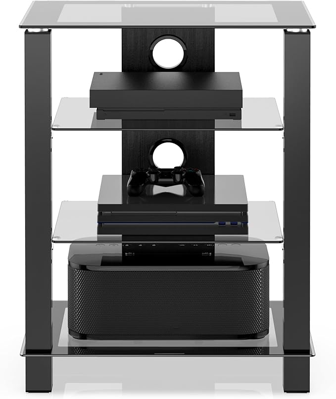 FITUEYES 4-Tier AV Media Cabinet Stand Component Cabinet, Gaming TV Stand and