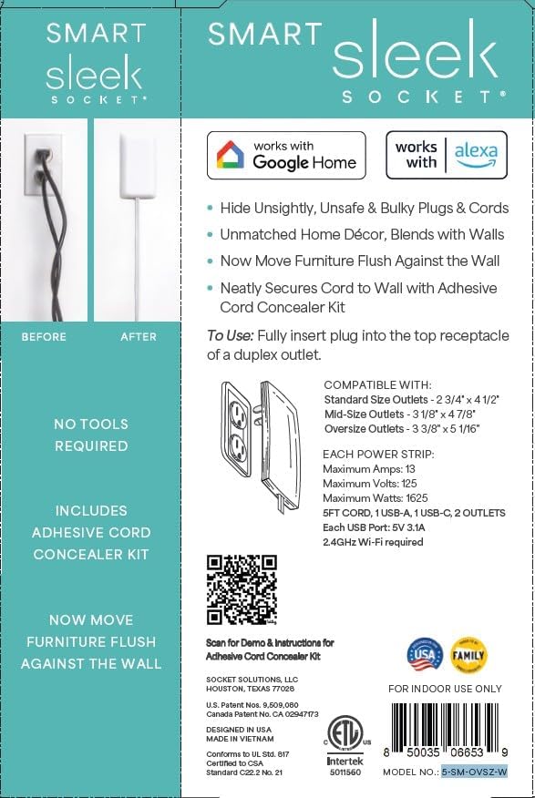 Smart Sleek Socket: Universal Outlet Concealer