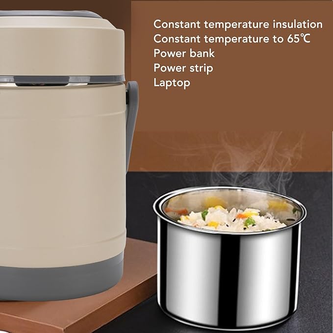 AYNEFY Electric Lunch Box, 2L Stainless Steel Portable Electric Food Warmer