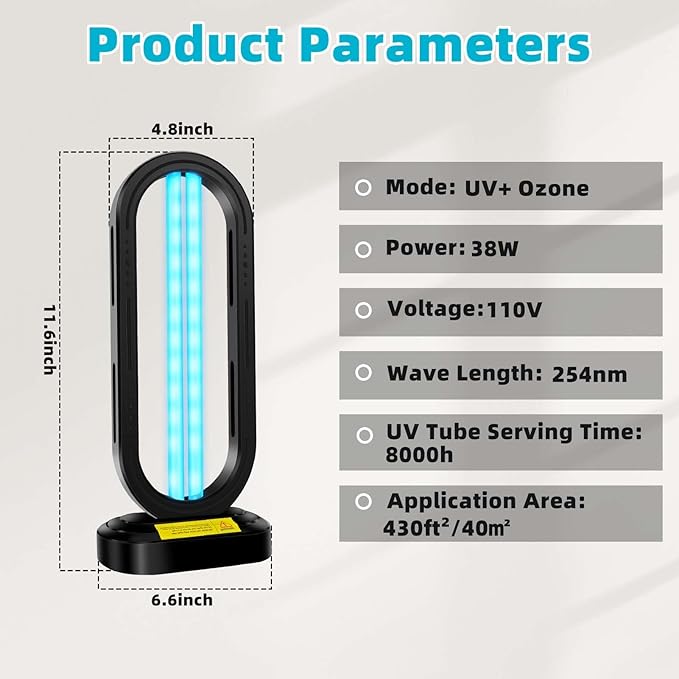 UV Light Sanitizer, 4-Speed Timing and Remote Control UVC Home Disinfection