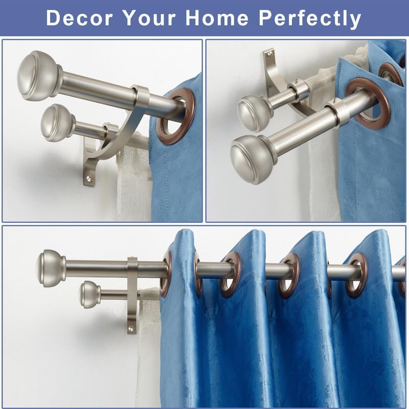brushed nickel curtain rods for windows 28 to showing dimensions
