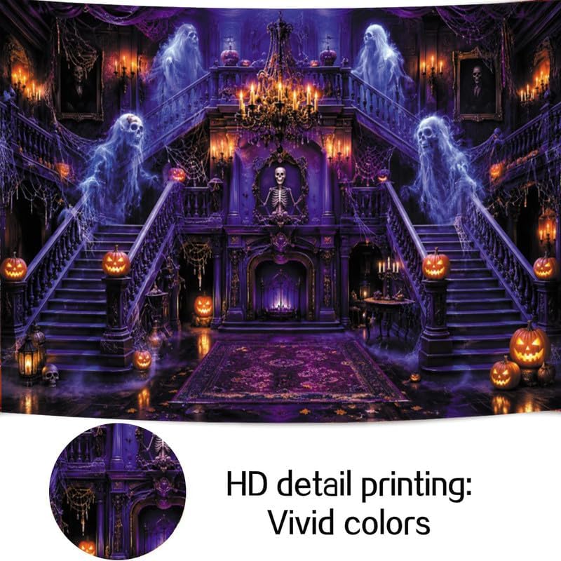 Leowefowa Halloween Spooky Medieval Castle Backdrop for Photography 10x8ft