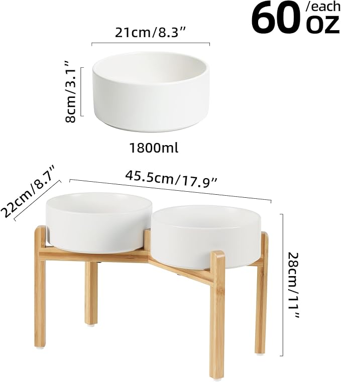 Ceramic Raised Double Bowls Set
