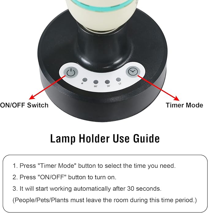 36Watts UV Sanitizer Lamp with Remote Control Powerful UVC Light with E26 Base