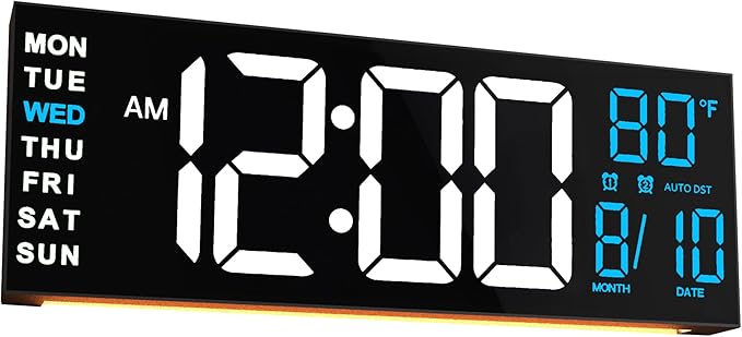 JALL 16" Large Digital Wall Mount Clock, Count Down Timer, Big LED, RGB Color