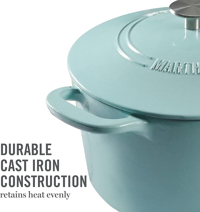 MARTHA STEWART Gatwick 7-Quart Enamel Cast Iron Dutch Oven – Martha Blue –