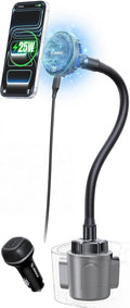 Qi2 25W Cooling Wireless Car Charger 15 Inch Cup Holder Phone Mount