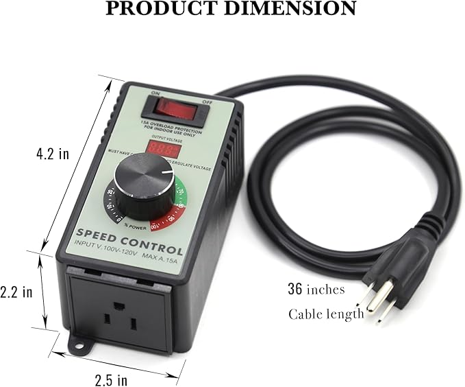 ZOWZEA AC Motor Variable Speed Controller 120V 15A 4000W