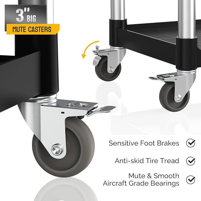 TUFFIOM 3-Tier Plastic Service Utility Cart