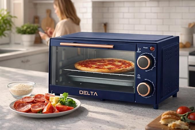9L Toaster Oven, Small Countertop Electric Oven 750W, 60-Min Timer Auto Shut-Off