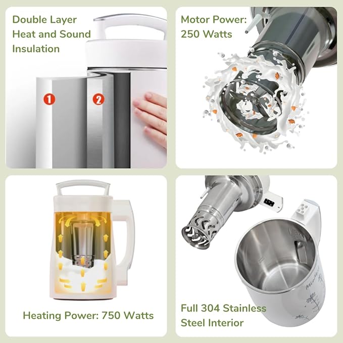 MioMat 8in1 Plant Based Milk Maker | Make 40oz of Natural Almond Milk, Soy Milk