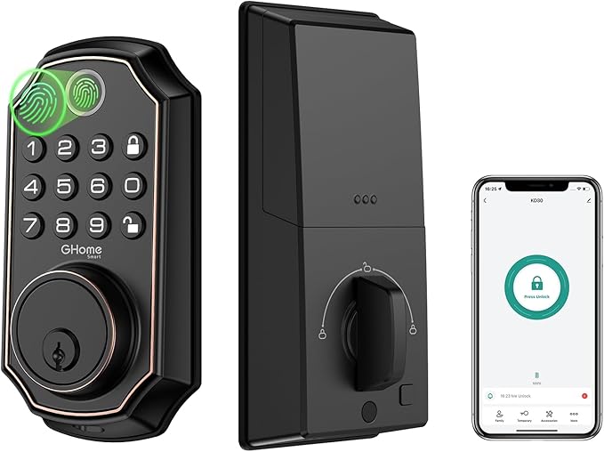 GHome Smart Door Lock KD30, Fingerprint Smart Deadbolt