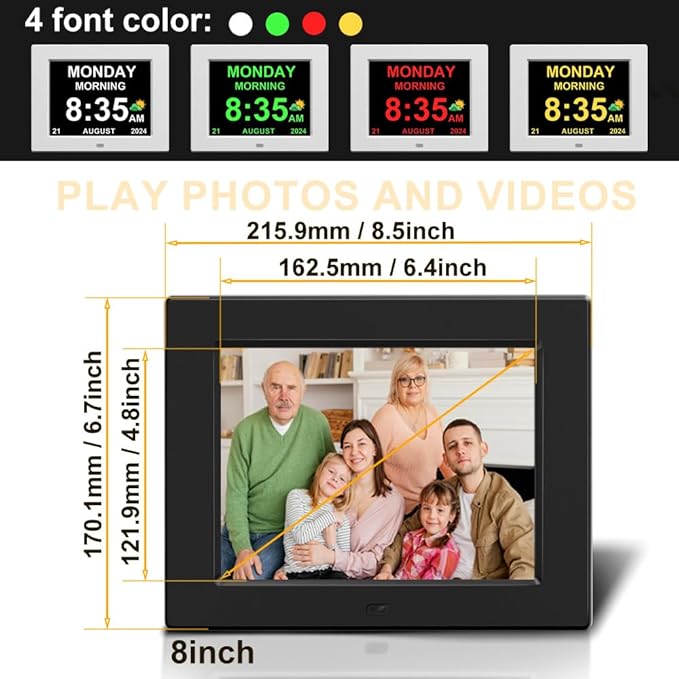 8‘’ Digital Calendar Day Clock, Gifts