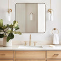 ANDY STAR Square Wall Mirror for Bathroom, 24”x24” Brushed Gold Bathroom Mirror